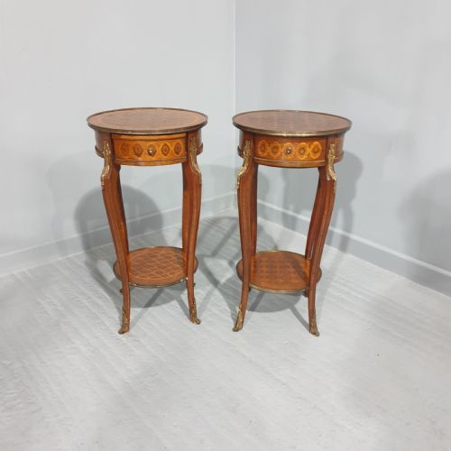 Super Pair French Round Parquetry Lamp Table