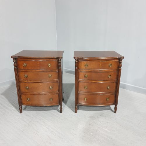 Pair Mahogany Bedside Lamp Chests of Drawers