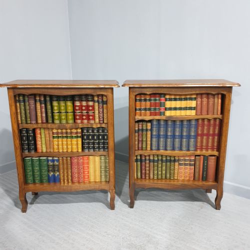 Pair French Oak Open Adjustable Bookcases