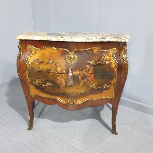 fig 1. Rare Signed Vernis Martin French Commode Chest of Drawers