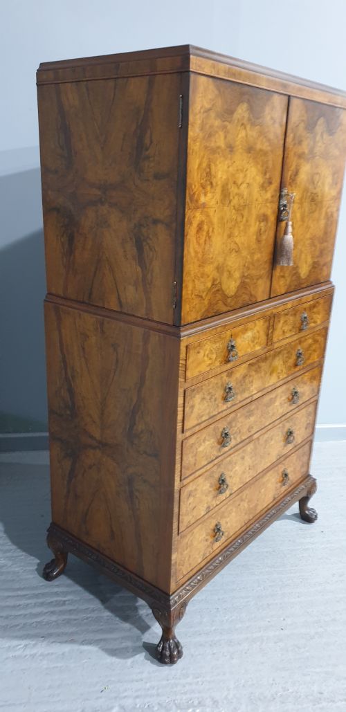 fig 1. Top Quality Burr Walnut Linen Press of Small Proportions