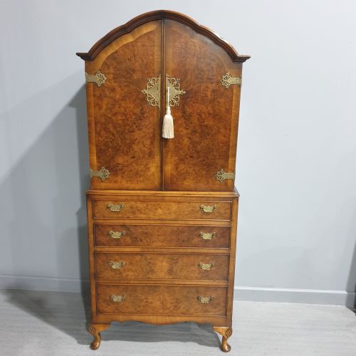 Fine Burr Walnut  Linen Press