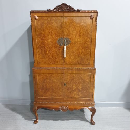 Excellent Quality Burr Walnut Drinks Cabinet