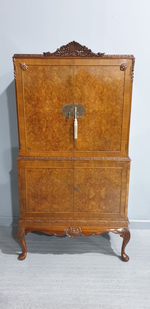 fig 1. Excellent Quality Burr Walnut Drinks Cabinet