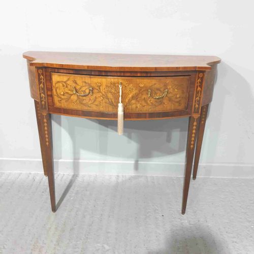 Wonderful Inlaid Serpentine Side Table