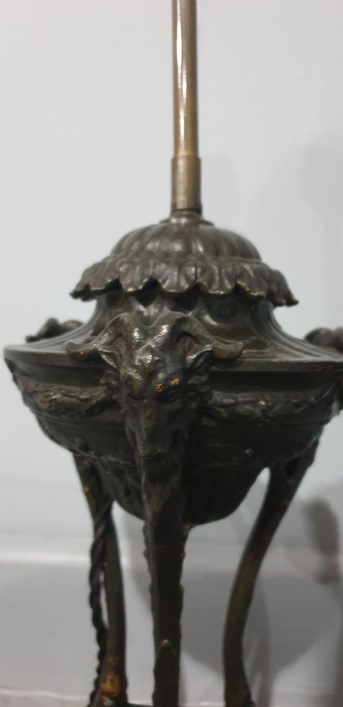 PAIR FRENCH SPELTER AND MARBLE TABLE LAMPS - ADDITIONAL PHOTO 3