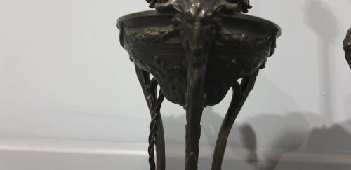 PAIR FRENCH SPELTER AND MARBLE TABLE LAMPS - ADDITIONAL PHOTO 6