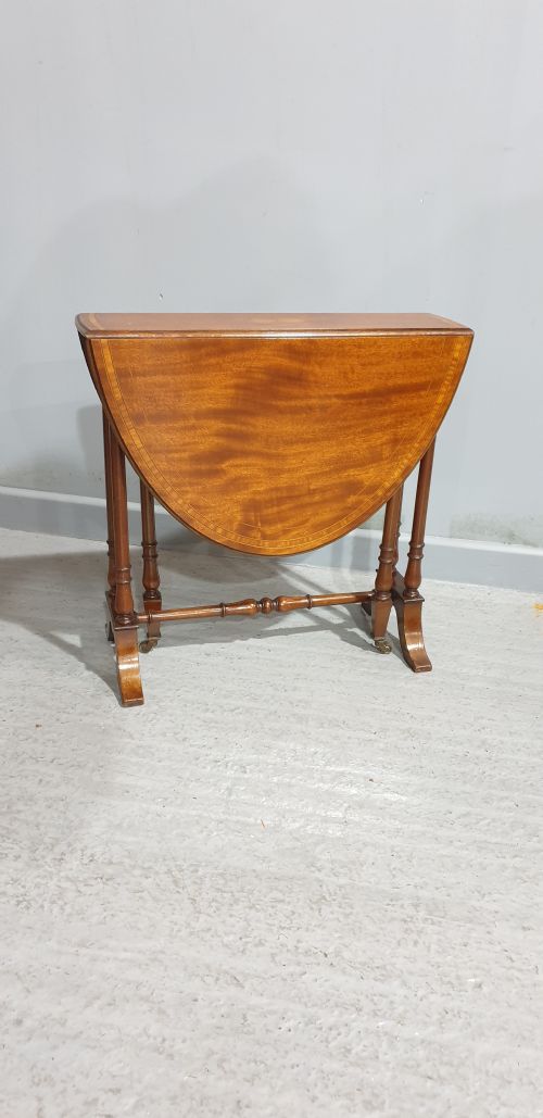 FINE MAHOGANY INLAID BABY SUTHERLAND TABLE - ADDITIONAL PHOTO 7