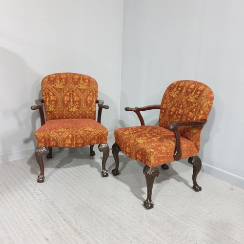 Wonderful Pair Mahogany Library Chairs