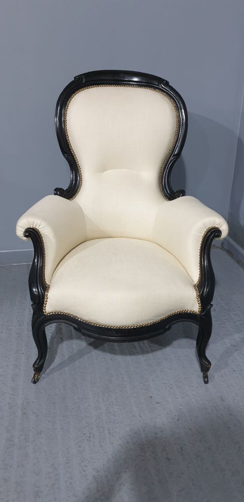 SUPERB VICTORIAN EBONSIED ARMCHAIR - ADDITIONAL PHOTO 2