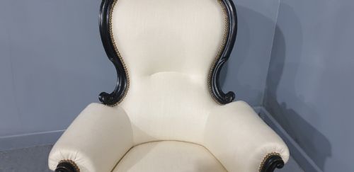 SUPERB VICTORIAN EBONSIED ARMCHAIR - ADDITIONAL PHOTO 5