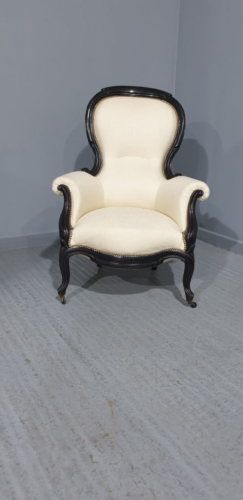SUPERB VICTORIAN EBONSIED ARMCHAIR - ADDITIONAL PHOTO 11