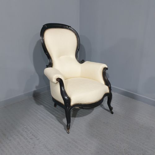 SUPERB VICTORIAN EBONSIED ARMCHAIR - ADDITIONAL PHOTO 1