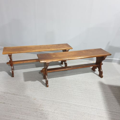 Good Pair Fruitwood Table Benches