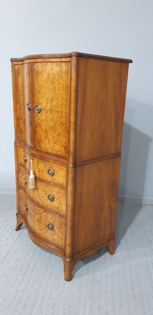 fig 1. Wonderful Burr Walnut Linen Press
