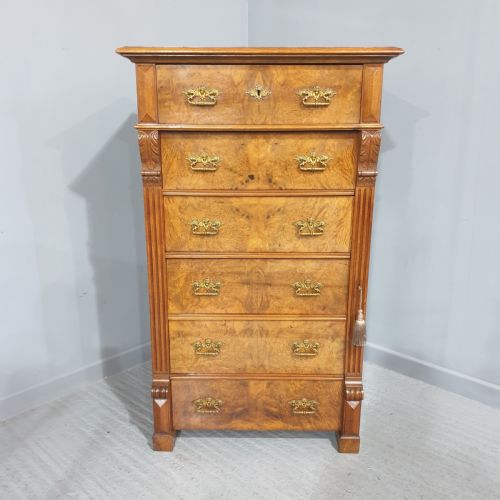 Wonderful Burr Walnut Wellington Chest of Drawers