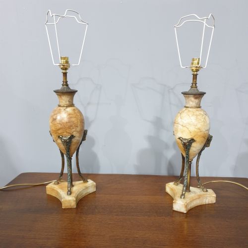 WONDERFUL PAIR ALABASTER TABLE LAMPS - ADDITIONAL PHOTO 2