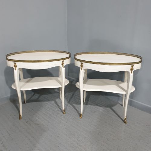 Pair French Painted and Gilt Mounted Tables