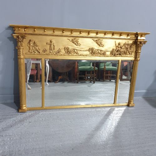 Superb English Regency Gilt Overmantle  Mirror