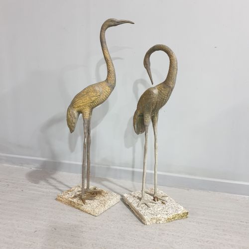 A Pair of Metal Garden Japanese Cranes