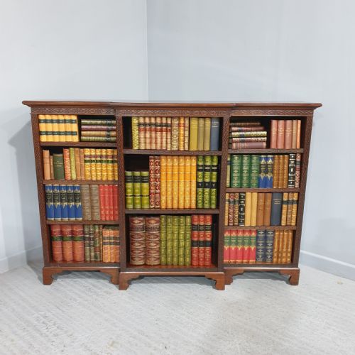 MAHOGANY BREAKFRONT OPEN ADJUSTABLE LIBRARY BOOKCASE - ADDITIONAL PHOTO 12