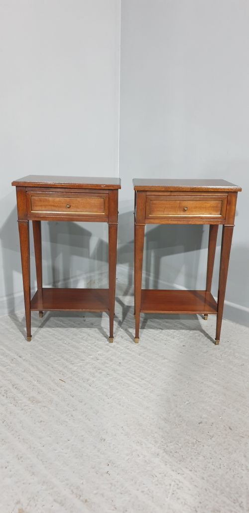 fig 1. Pair French Mahogany Bedside Lamp Tables