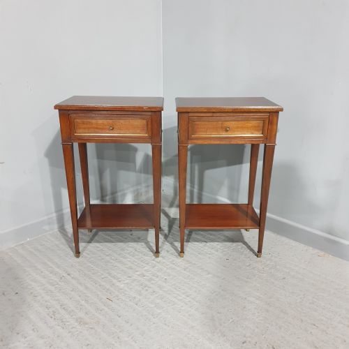 Pair French Mahogany Bedside Lamp Tables