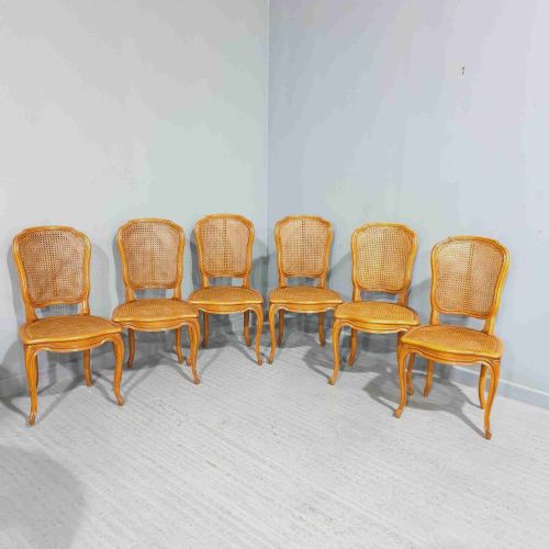 Superb Set Six French Bergere Dining Chairs