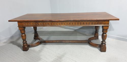 fig 1. Superb Oak Plank Farmhouse Refrectory Kitchen Dining Table