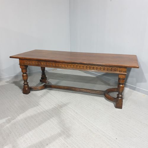Superb Oak Plank Farmhouse Refrectory Kitchen Dining Table