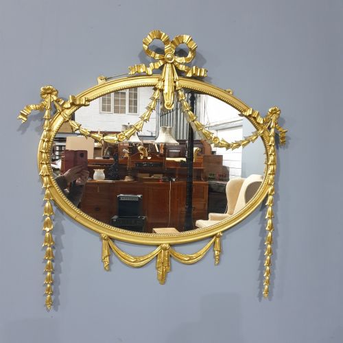 Fabulous Adam Oval Gilt  Mirror