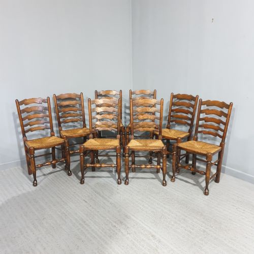 Superb Set Eight Oak and Ash Kitchen Dining Chairs