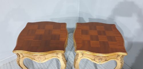 SUPER PAIR FRENCH PAINTED LAMP SIDE TABLES - ADDITIONAL PHOTO 4