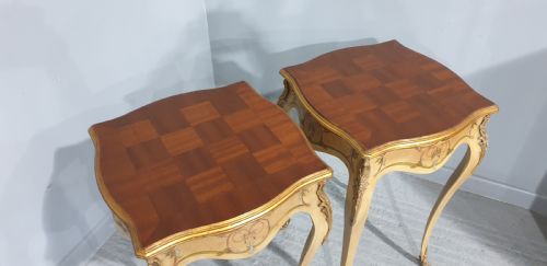 SUPER PAIR FRENCH PAINTED LAMP SIDE TABLES - ADDITIONAL PHOTO 5