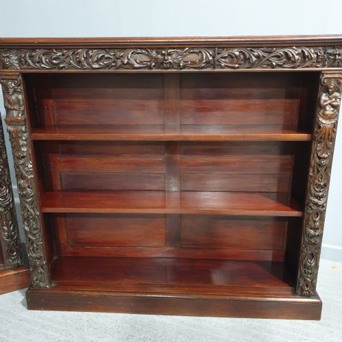 WONDERFUL PAIR MAHOGANY OPEN ADJUSTABLE LIBRARY BOOKCASES - ADDITIONAL PHOTO 1