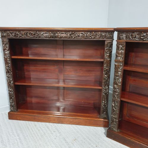 WONDERFUL PAIR MAHOGANY OPEN ADJUSTABLE LIBRARY BOOKCASES - ADDITIONAL PHOTO 2