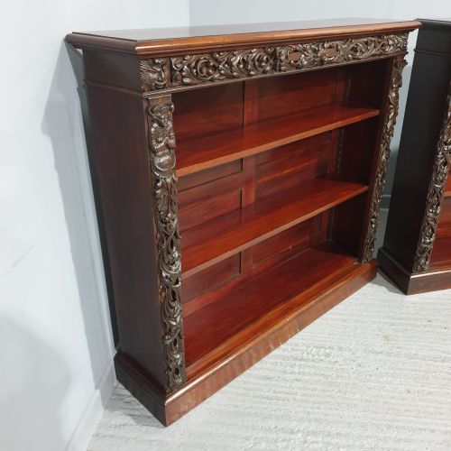 WONDERFUL PAIR MAHOGANY OPEN ADJUSTABLE LIBRARY BOOKCASES - ADDITIONAL PHOTO 11