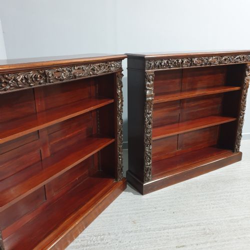 WONDERFUL PAIR MAHOGANY OPEN ADJUSTABLE LIBRARY BOOKCASES - ADDITIONAL PHOTO 12