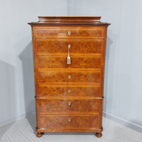 Fabulous  French Burr Walnut Semanier Chest of Drawers
