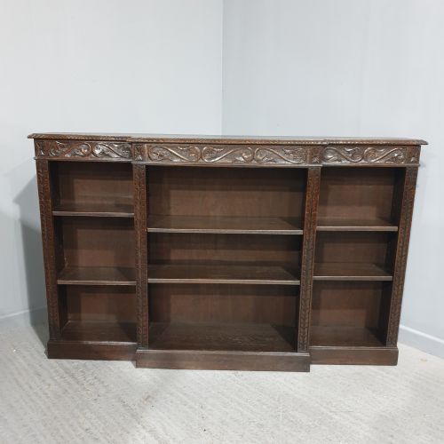 Quality Carved Oak Open Library Bookcase