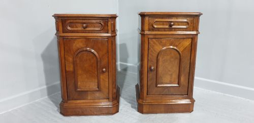 fig 1. Pair Victorian Walnut Bedside Cabinets
