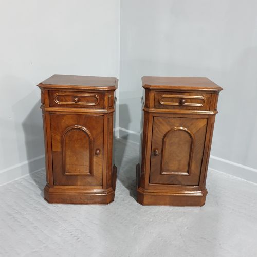 Pair Victorian Walnut Bedside Cabinets