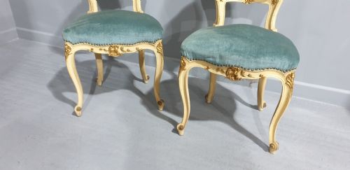 SUPER PAIR FRENCH PAINTED BOUDOIR CHAIRS - ADDITIONAL PHOTO 5