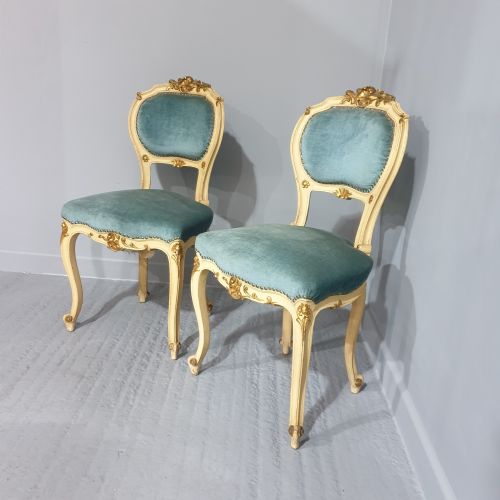SUPER PAIR FRENCH PAINTED BOUDOIR CHAIRS - ADDITIONAL PHOTO 1