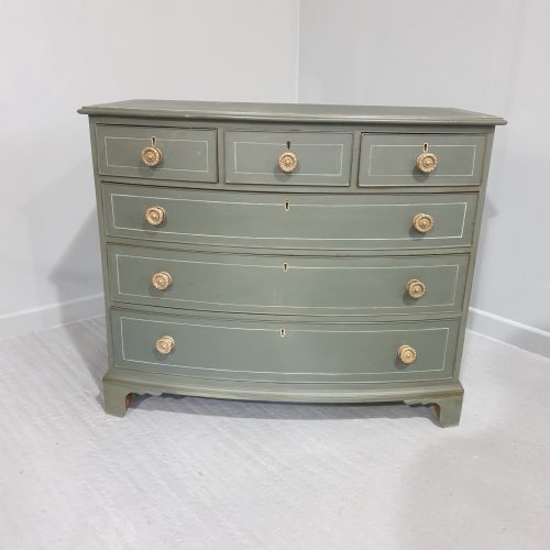 fig 1. Regency Painted Bowed Chest of Drawers