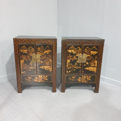 Superb Pair Chinoiserie Side Cabinets