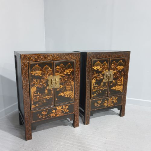 fig 1. Superb Pair Chinoiserie Side Cabinets