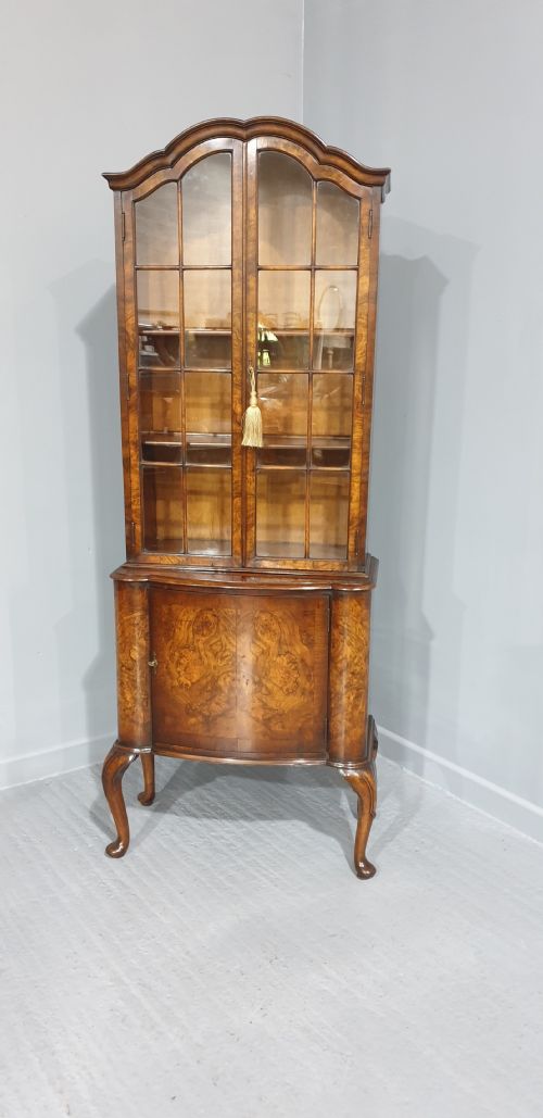 Super Burr Walnut Bookcase of Small Proportions