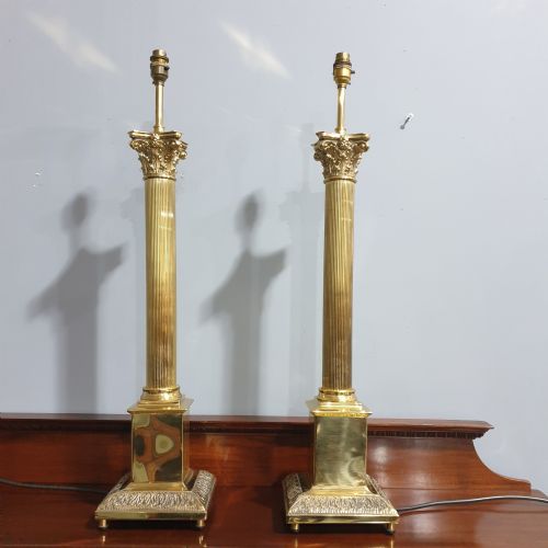 Pair Corinthium Column Lamps