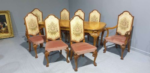 Outstanding Burr Walnut Dining Room Suite